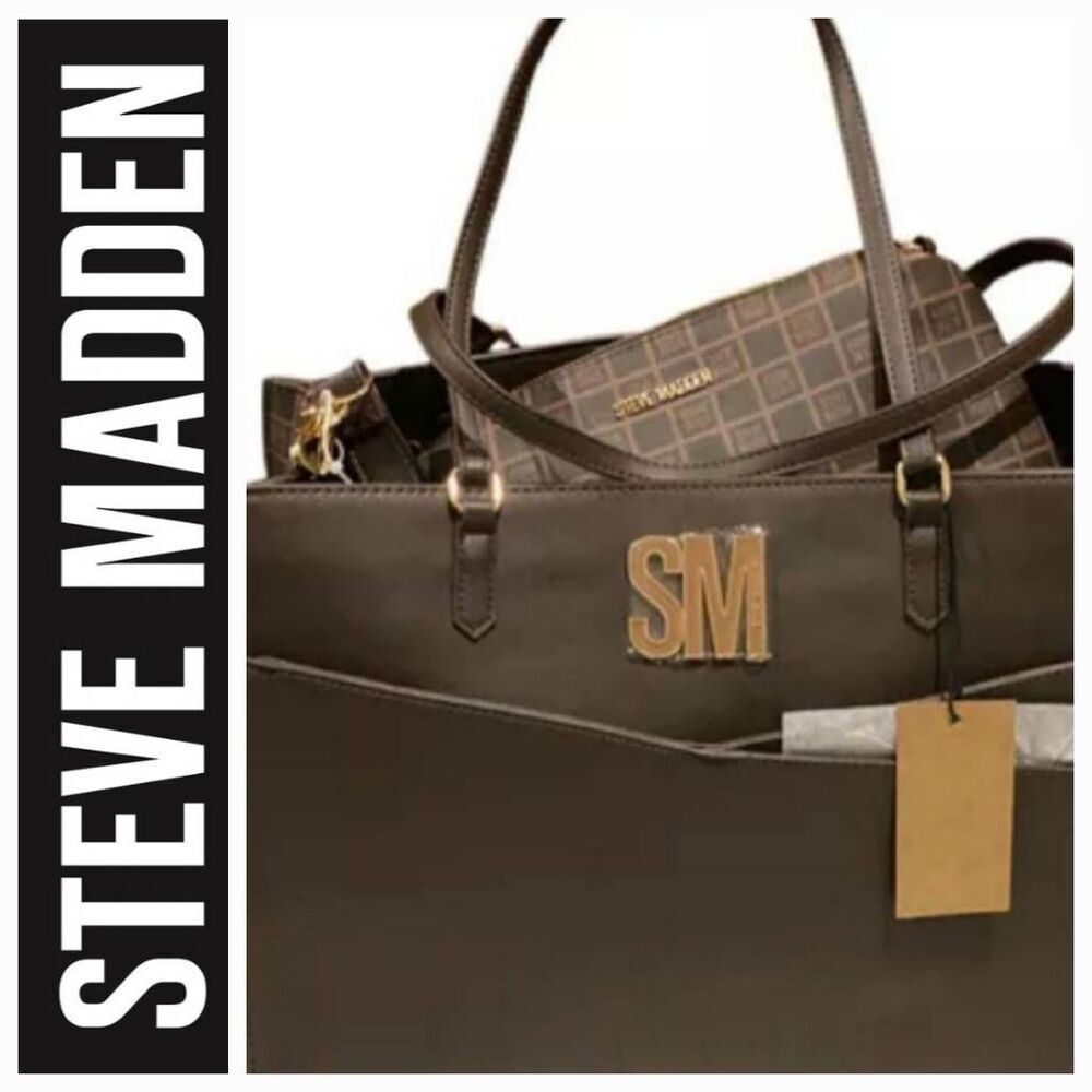 Steve Madden BLivvy Tote Bag w/Detachable Crossbody- Brown - Picture 1 of 9